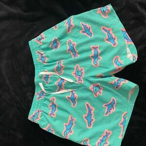 Chubbies Green Shark Pattern Swim Shorts
